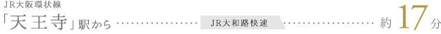 JR大阪環状線「天王寺」駅から JR大和路快速 約17分